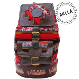 backpack leather aguayo fabric tela manta mochila peruvian handicrafts wholesaler mayorista