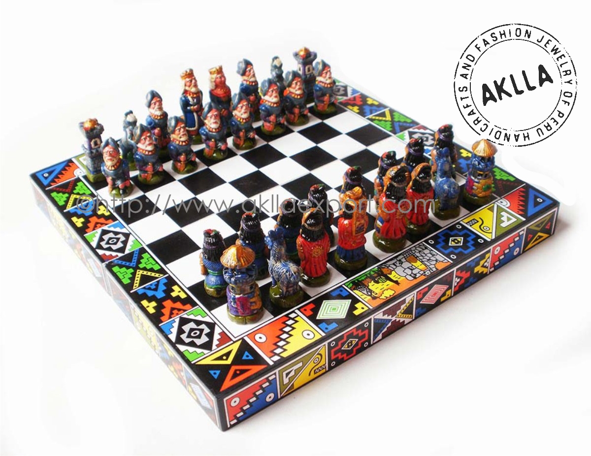 Peruvian Chess Games Wooden Chess Games Inca Chess Game 