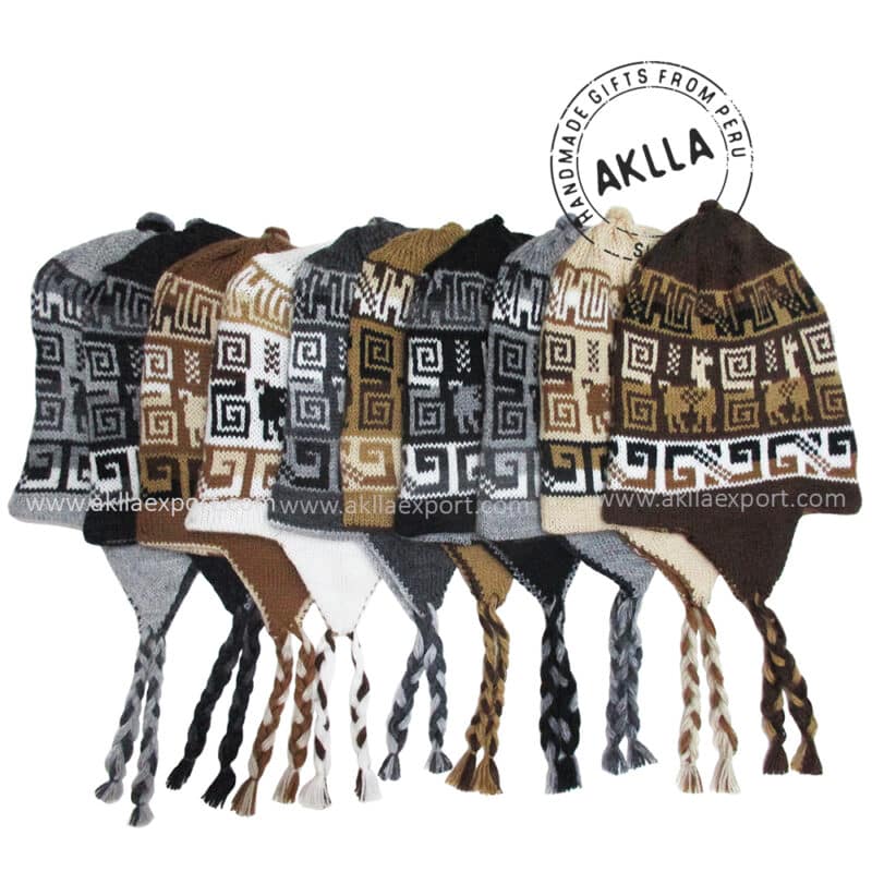 Pack of 10 Reversible Alpaca Wool Chullo Hats