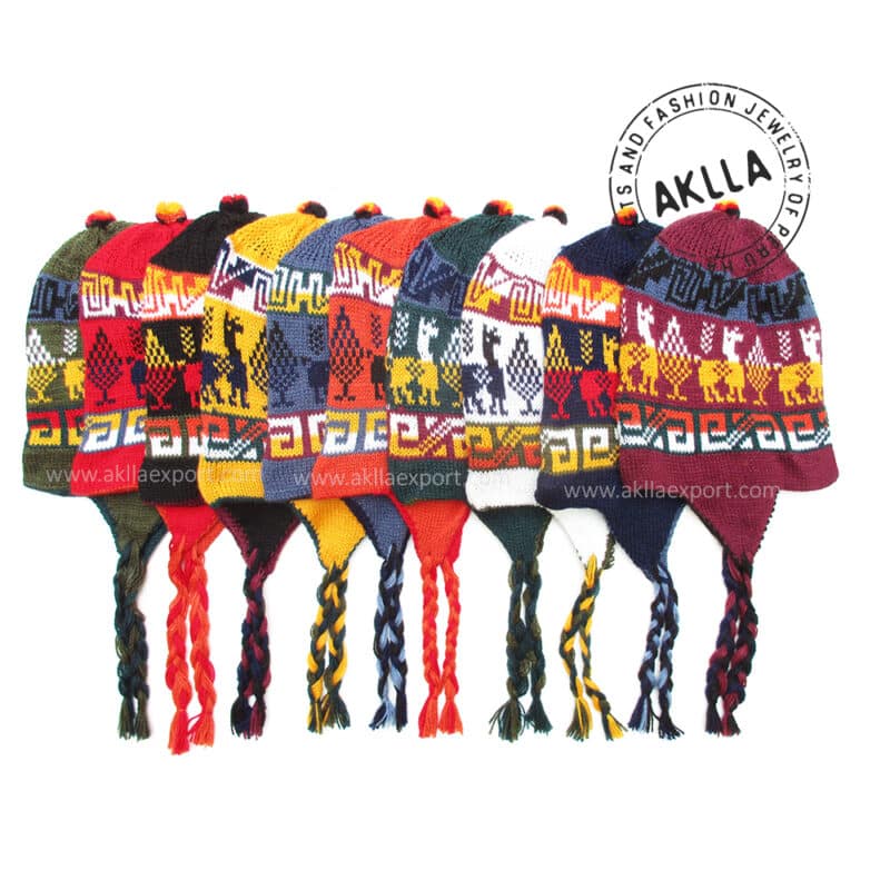Pack of 10 Alpaca Wool Chullo Hats Standard Colors