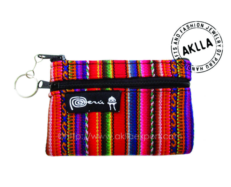 Inca Fabric  Coin Purse with 2 Zippers