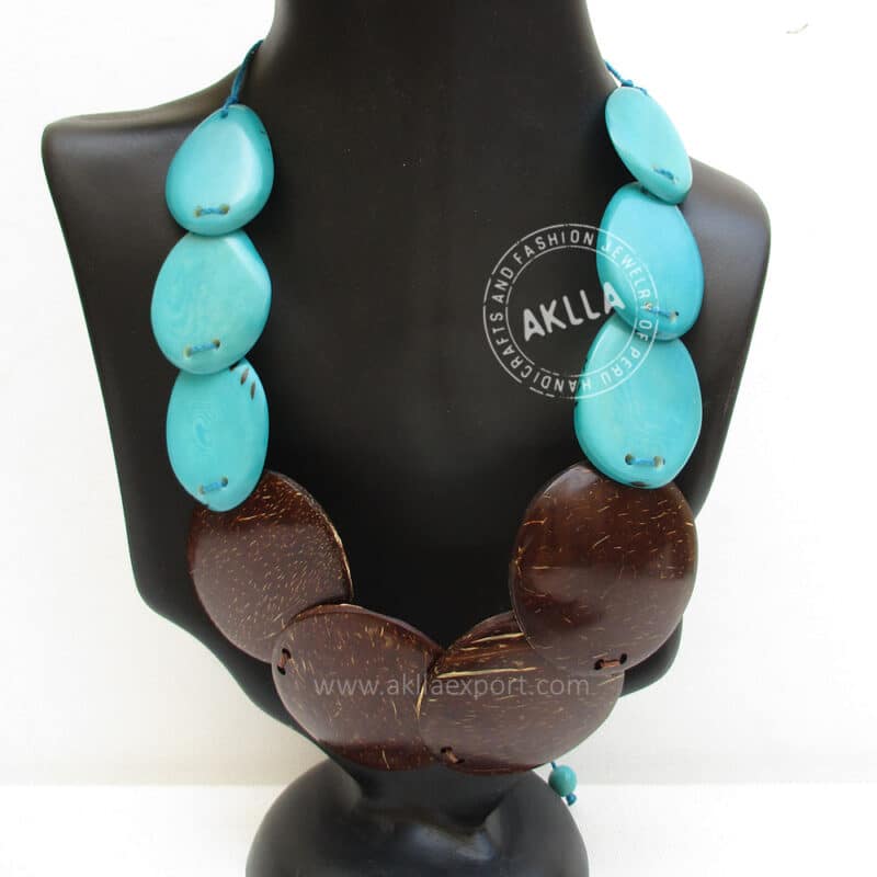 Tagua Laminated and Coconut Bark Necklace