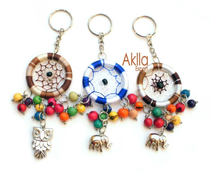 Organical Keychain with Dreamcatcher and Acai Seeds