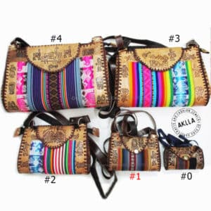 embossed leather with peruvian aguayo peruvian fabric handbag 1