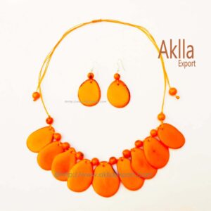 half moon set necklace and earrings of tagua and acai 1