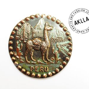 llama landscape burnt copper plate with magnet peruvian handicrafts wholesalers c