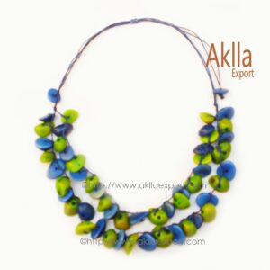 necklace of 2 falls made of tagua tips