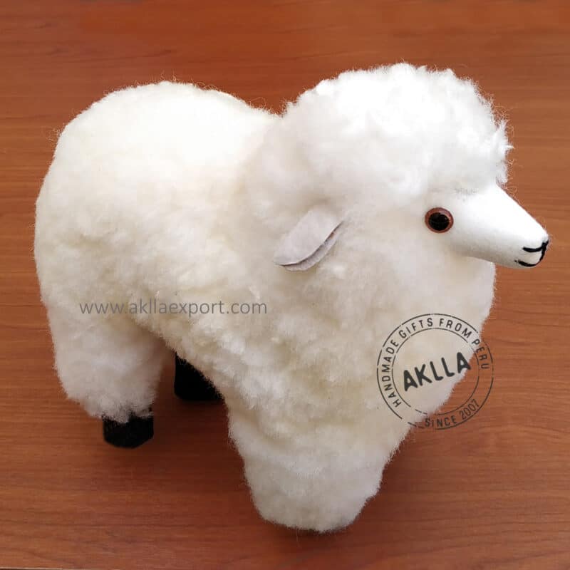 Sheep Toy in Natural Color (Approximately Height: 19.5 cm. / 7.68″)