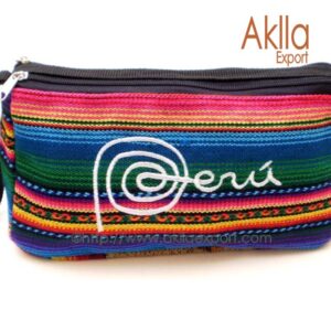 peruvian aguayo fabric cosmetic bag with 2 zippers 2