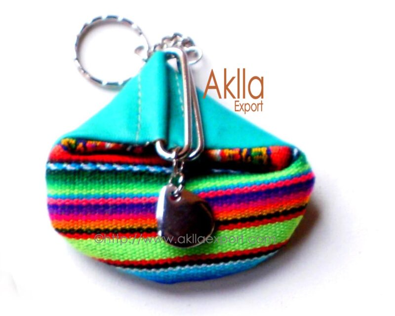 Small Peruvian Fabric Coin Purse with Key Ring