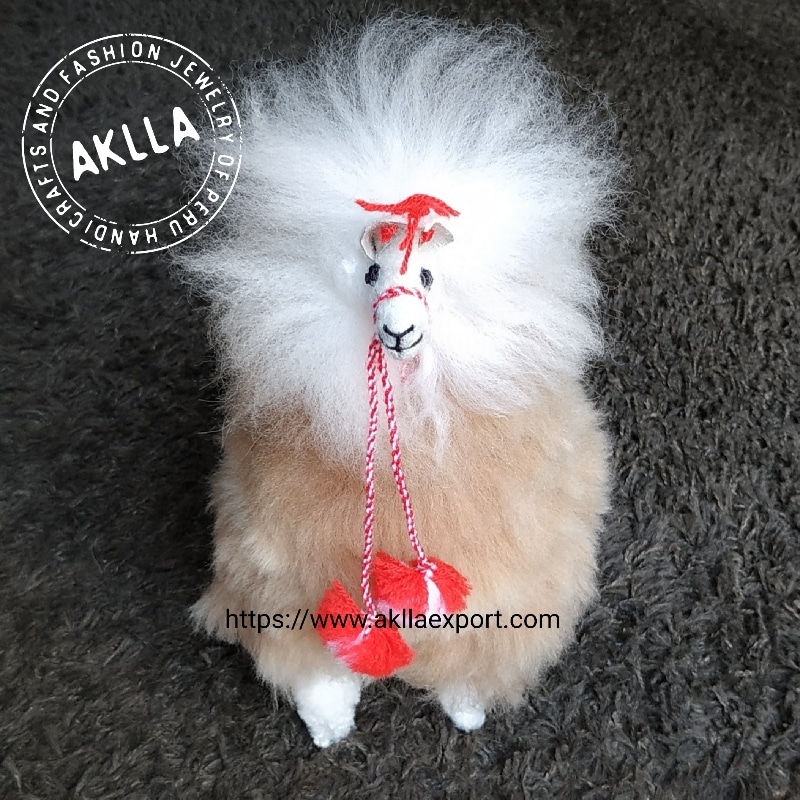 Llama Stuffed Animal with Fabric Saddle and Pompoms (36 cm. / 14.17″)