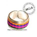 Adjustable Ring of Aguayo Cloth and Silver Alpaca Metal